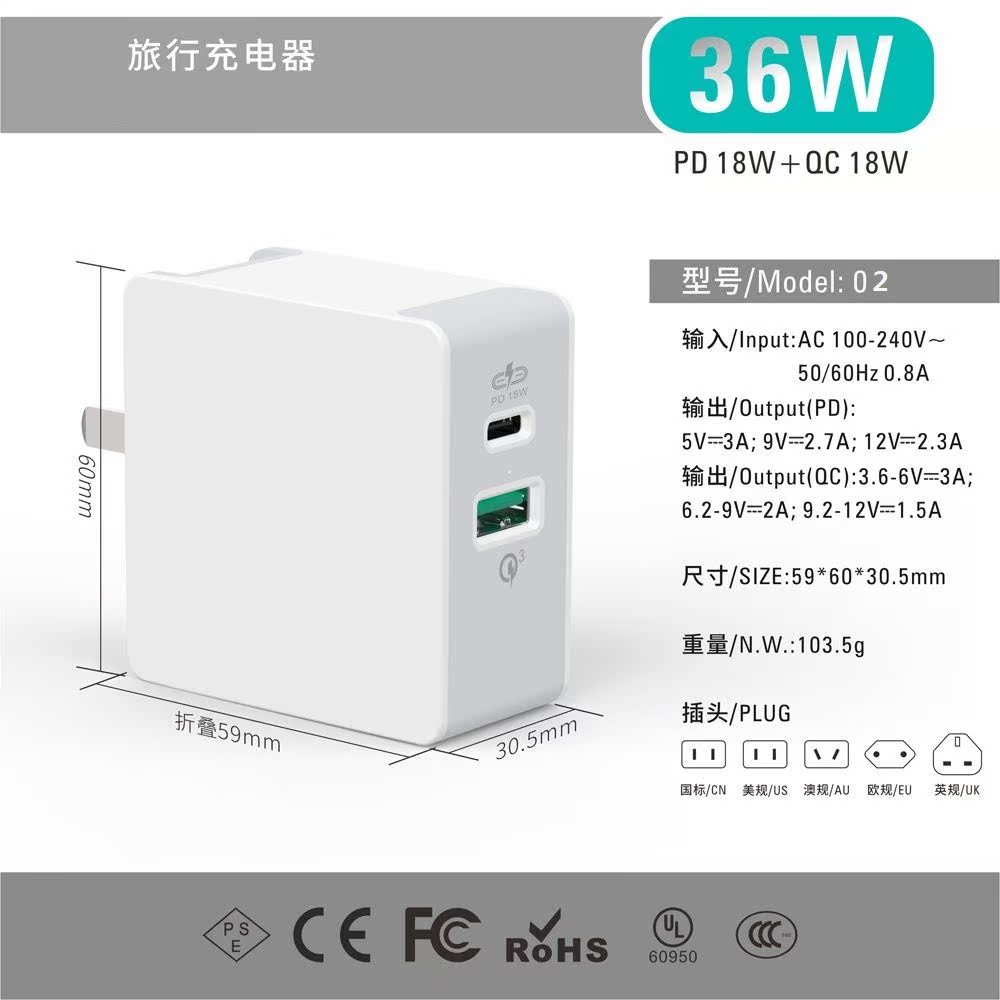 PD快充头 双口 c口充电器 多口快充头PD协议+QC 18w/36W 包邮|msdalam kategori Aksesori Digital 3C, Aksesori telefon bimbit, pengecas telefon bimbit - dari Buy2taobao.com untuk memberikan perkhidmatan ejen Taobao profesional membeli