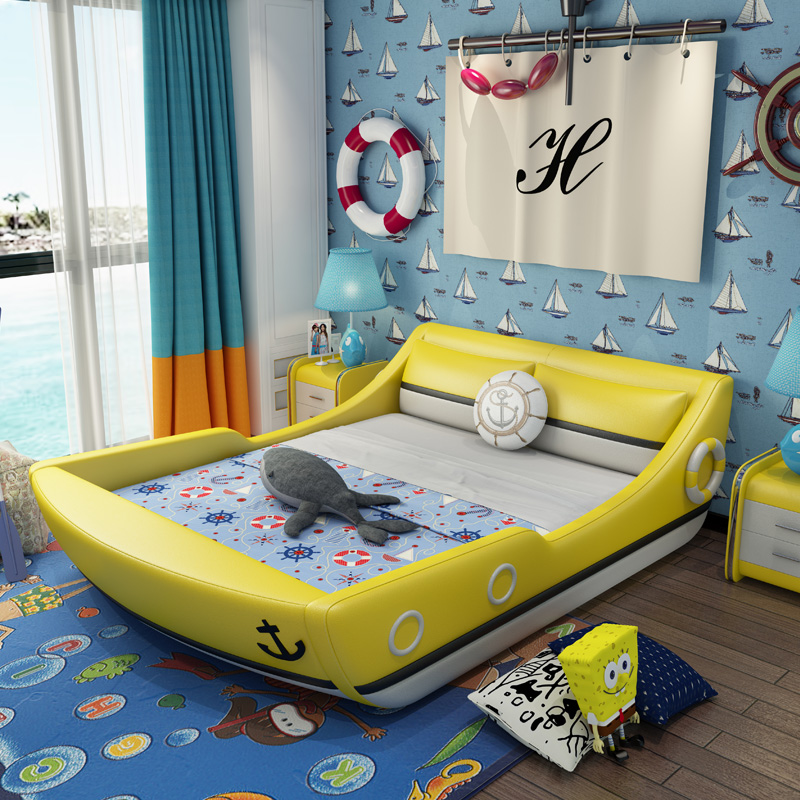Children bed boy Cartoon guardrail girl originality 1.21.5 Double personality pirate Sailing Leather bedin the Residential furniture , Beds , Children's beds category - from Buy2taobao.com to provide professional Taobao agent buy service