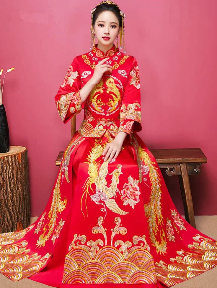女款立领修身古装嫁衣新娘服装时尚结婚优雅婚纱新婚礼服女|msdalam kategori Butik wanita / wanita, perkahwinan/Cheongsam/pakaian, Cheongsam - dari Buy2taobao.com untuk memberikan perkhidmatan ejen Taobao profesional membeli