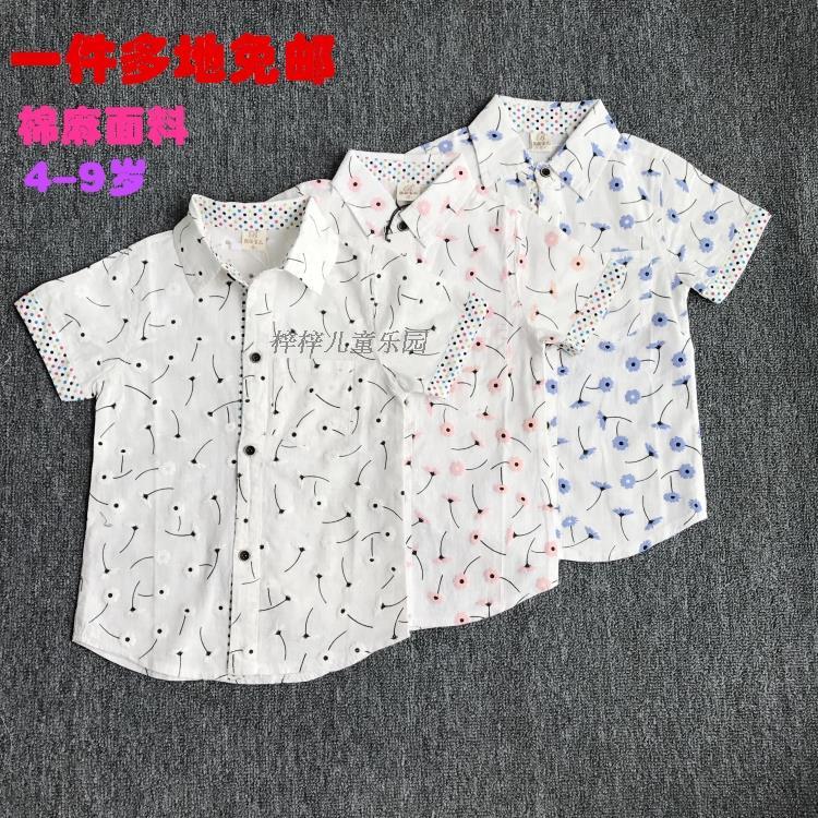 new pattern Summer wear printing Boy Korean Edition Cotton and hemp ventilation Short sleeved shirt Short sleeved shirt baby Summer wearin the Children/Baby/Family fitted , Shirt category - from Buy2taobao.com to provide professional Taobao agent buy service