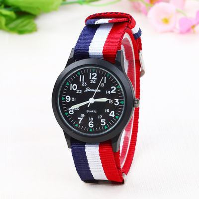 儿童帆布手表男学生韩版潮流青少年学生手表男孩防水夜光针电子表