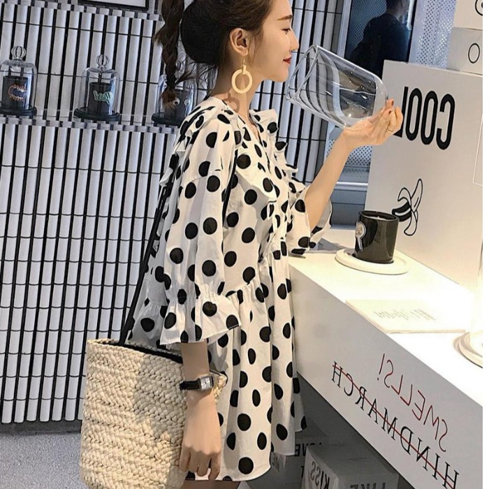 孕婦波點上衣2019新款孕婦韓版寬松波點雪紡上衣時尚潮媽孕婦夏裝在類目 孕婦裝/孕產婦用品/營養, 孕婦裝, 連衣裙中 - 來自Buy2taobao.com提供專業的淘寶代購服務