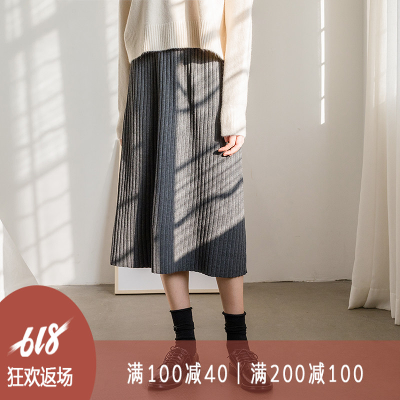 针织半身裙秋冬季女2018新款松紧腰毛线裙子灰色中长款高腰a字裙|ruв категории Женская одежда, юбка - от Buy2taobao.com для оказания профессиональной услуги покупки агента Taobao