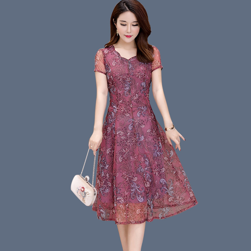 suit Fat women Western style Large Summer wear Chiffon Kuotai Tai Dress By age Thin skirtin the Women's clothing/Boutique , Large size women category - from Buy2taobao.com to provide professional Taobao agent buy service