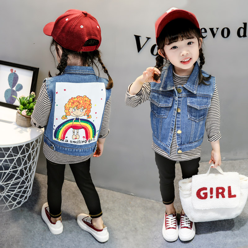children girl spring clothes Versatile cowboy Vest 2019 New baby 1-3 Korean Edition Western style Sleeveless vest 5in the Children/Baby/Family fitted , Vest category - from Buy2taobao.com to provide professional Taobao agent buy service