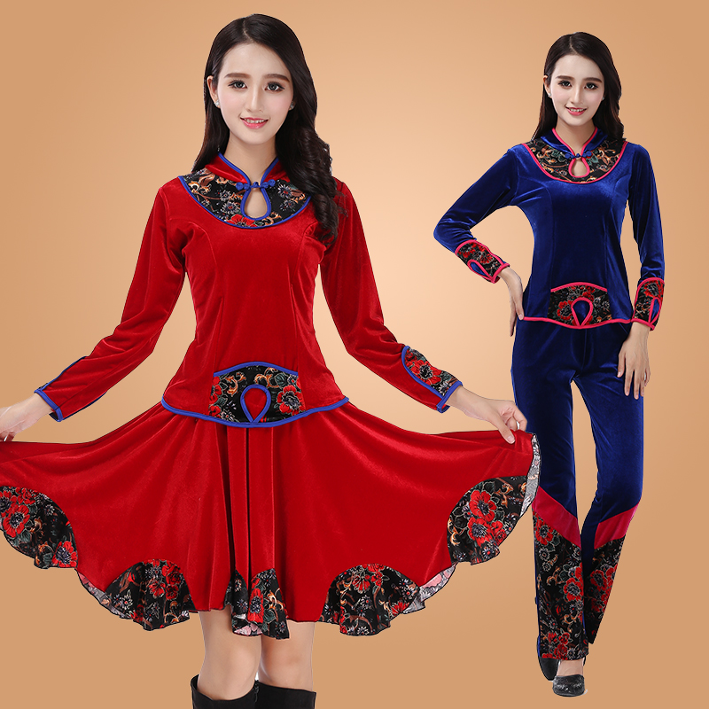 square dance clothing suit Autumn and winter new pattern Embroidery keep warm Jinsirong Long sleeve Dance costume Big swing culottes costumein the Sports/Yoga/Fitness/Fans supplies , Dance/Aerobics/Gymnastics , Square Dance , Square Dance Set category - from Buy2taobao.com to provide professional Taobao agent buy service