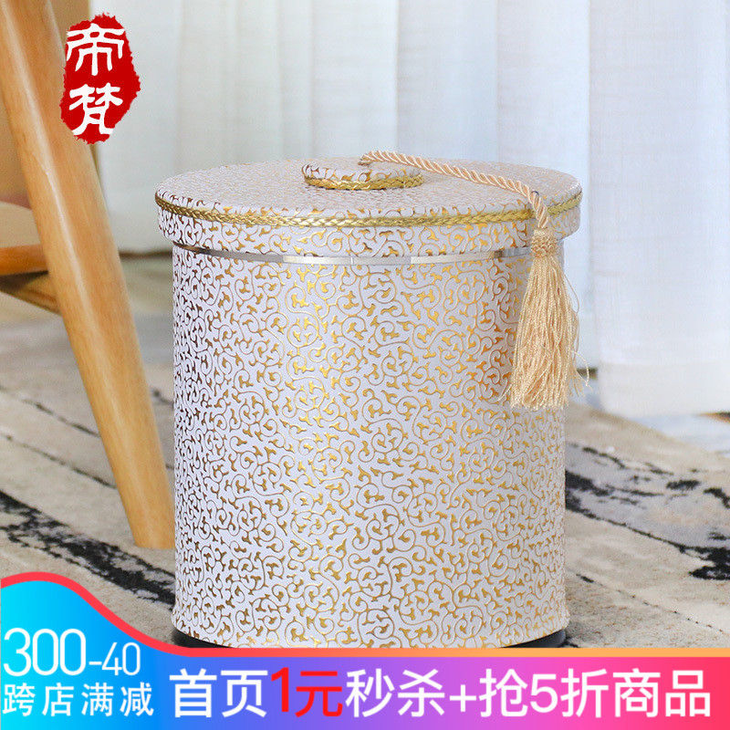 帝梵歐式垃圾桶家用雙層垃圾筒金屬時尚創意無蓋客廳臥室大號帶蓋在類目 家庭/個人清潔工具, 家務/地板清潔用具, 垃圾桶/垃圾架, 垃圾桶中 - 來自Buy2taobao.com提供專業的淘寶代購服務