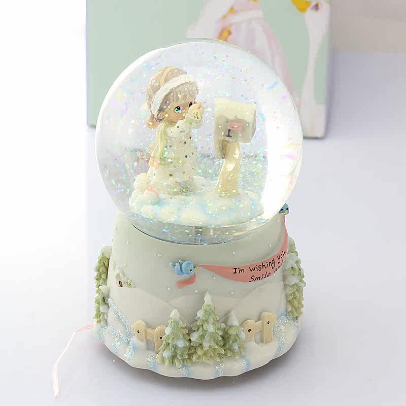 浪漫满屋<em>祈愿女孩</em>飘雪花水晶球音乐盒八音盒天
