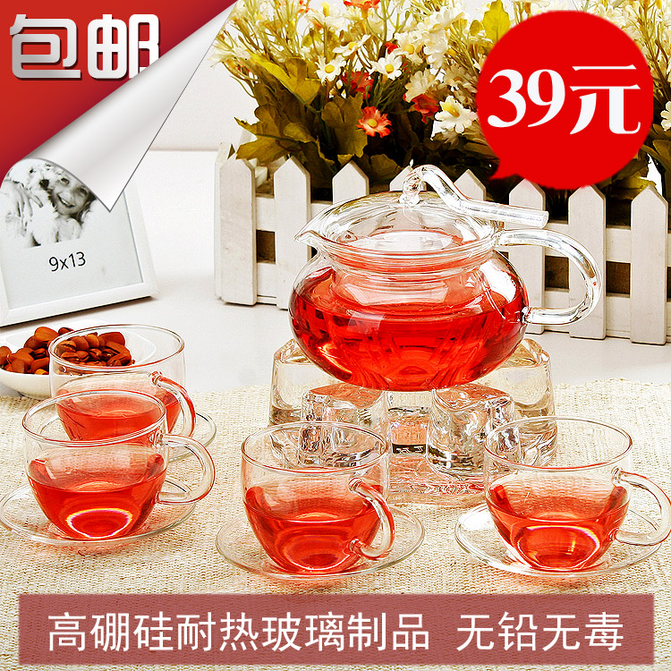 茶壶 耐高温玻璃泡茶壶 花草茶具水果茶壶套装飘带壶 500ml压把壶|ruв категории посуда, чайный сервиз, цветы и чайный сервиз - от Buy2taobao.com для оказания профессиональной услуги покупки агента Taobao