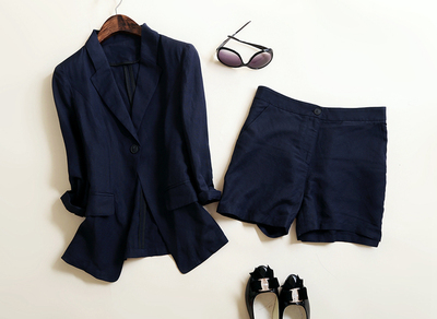 欢乐颂曲筱绡 赵薇同款西服外套女两件套 亚麻