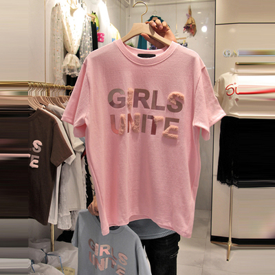 夏季纯棉短袖T恤女装2020年新款韩版宽松粉色打底衫上衣超火ins潮