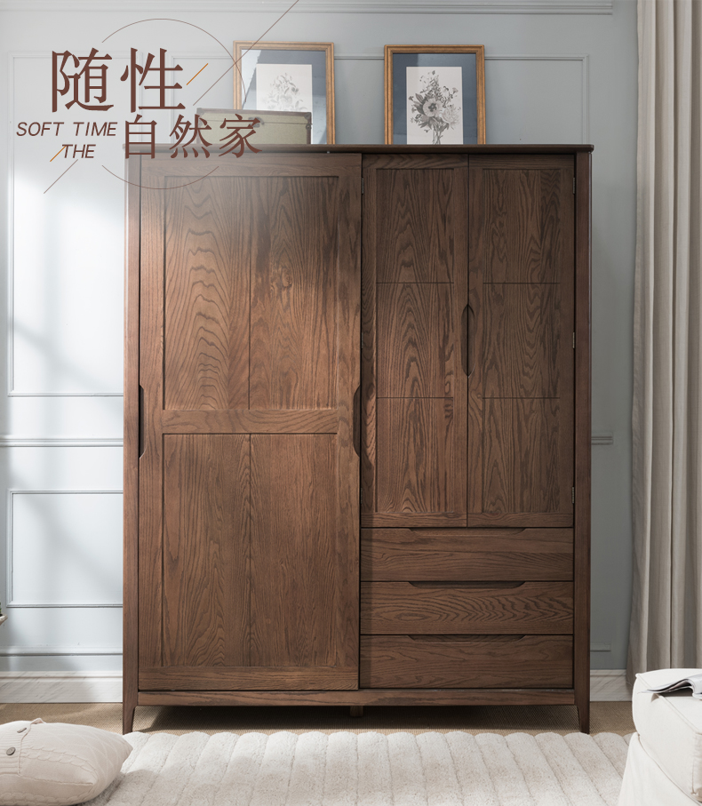 美式鄉村白橡木北歐全實木推拉門衣櫃抽屜儲物櫃1.6米簡約衣櫃在類目 住宅傢俱, 櫃類, 衣櫃中 - 來自Buy2taobao.com提供專業的淘寶代購服務