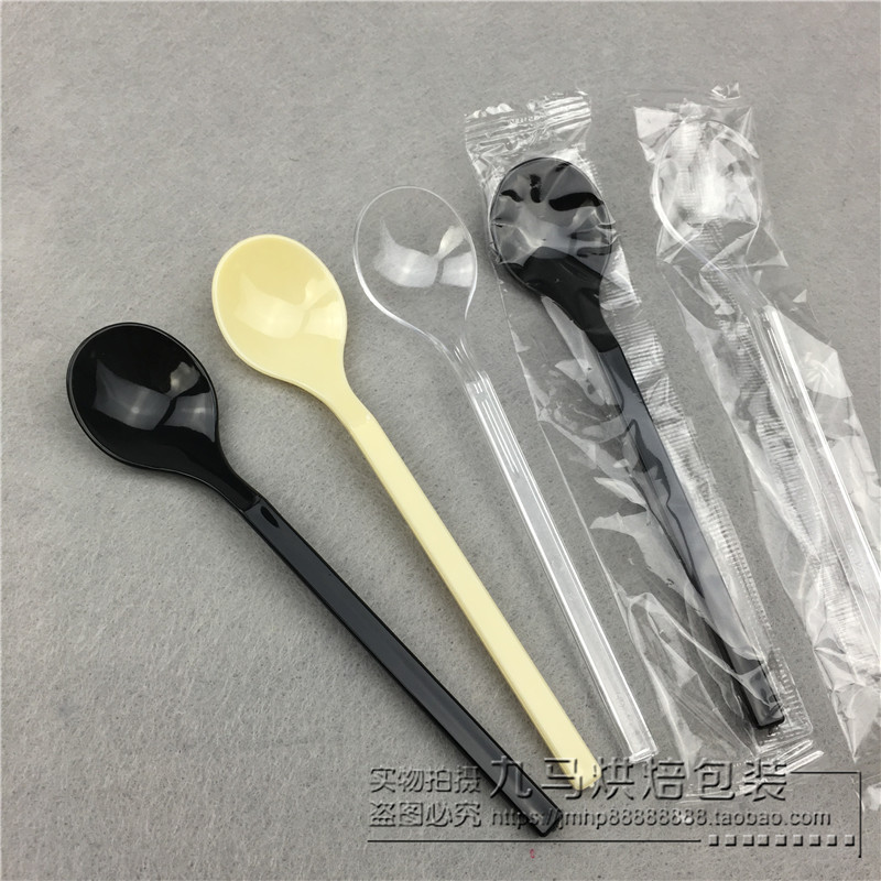 包郵單支包裝黑色小勺 壹次性加厚冰泣淋勺 蛋糕勺黑色米色透明色在類目 餐飲具, 餐具, 叉/勺/筷套裝中 - 來自Buy2taobao.com提供專業的淘寶代購服務
