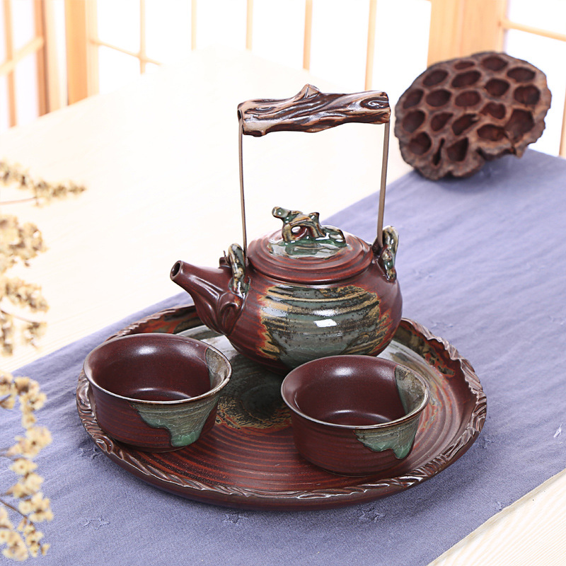 古色古香传统古法茶具旅行办公套装柴烧干泡一壶两杯带茶盘礼盒装在类目 餐饮具, 茶具, 整套茶具中 - 来自Buy2taobao.com提供专业的淘宝代购服务