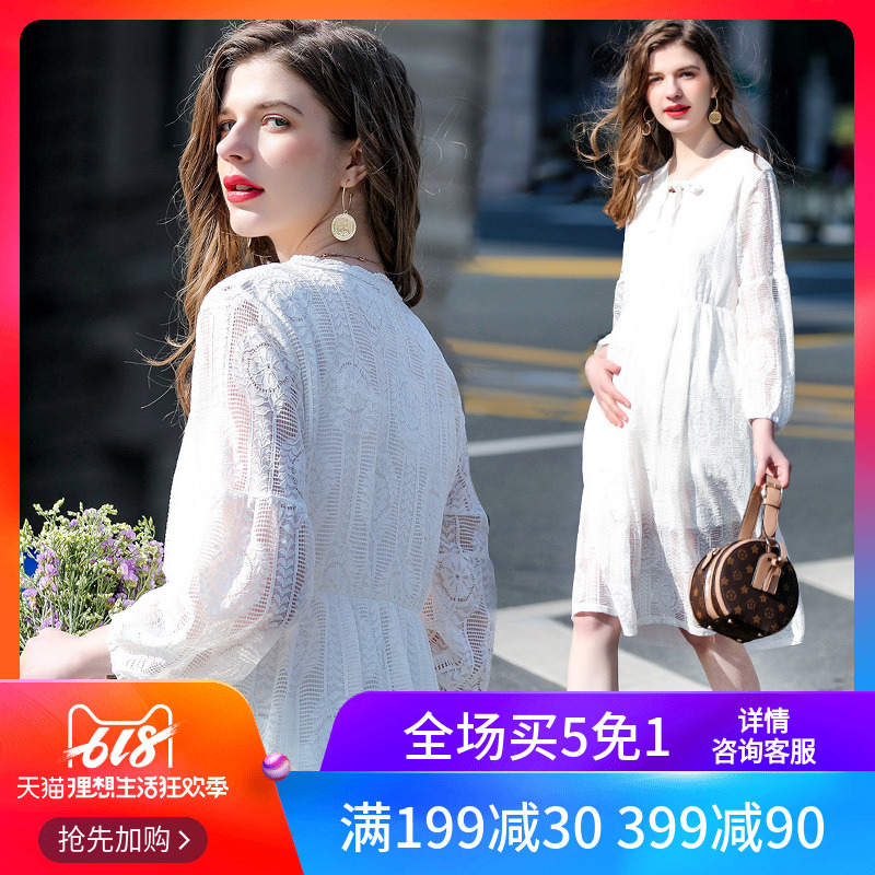 pregnant woman Dress spring clothes Mid length version 2019 new pattern Korean Edition Easy Lace skirt Spring and summer fashion maternity dressin the Maternity/Maternal supplies/Nutrition , Maternity , Dress category - from Buy2taobao.com to provide professional Taobao agent buy service