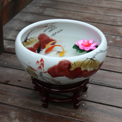 鱼盆超大陶瓷鱼缸养缸乌龟缸盆睡莲泥盆80cm莲花盆