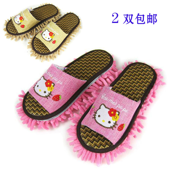 Hello Kitty懒人擦地拖鞋 可拆洗夏天春秋季雪尼尔底情侣拖地拖鞋|ruв категории семья/личные чистящие средства, домашнюю работу/слово уборка посуды, мыть пол, тапочки - от Buy2taobao.com для оказания профессиональной услуги покупки агента Taobao