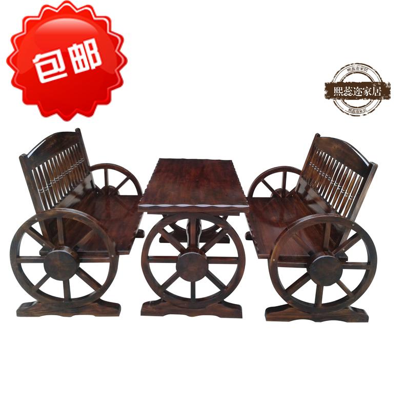Anticorrosive Carbonize solid wood outdoors bar courtyard balcony leisure time Double wheel Tables and chairs combination Kitin the Residential furniture , Outdoor/Patio furniture , Chairs Kit category - from Buy2taobao.com to provide professional Taobao agent buy service