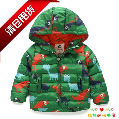 3折清仓不退换~男童卡通棉衣秋冬款童装连帽恐龙加厚棉服 小童