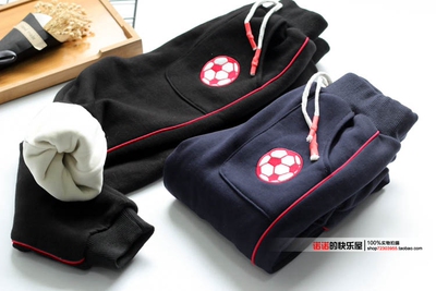 推荐~儿童男裤子秋冬装加绒加厚男童运动裤长裤中大童保暖休闲裤