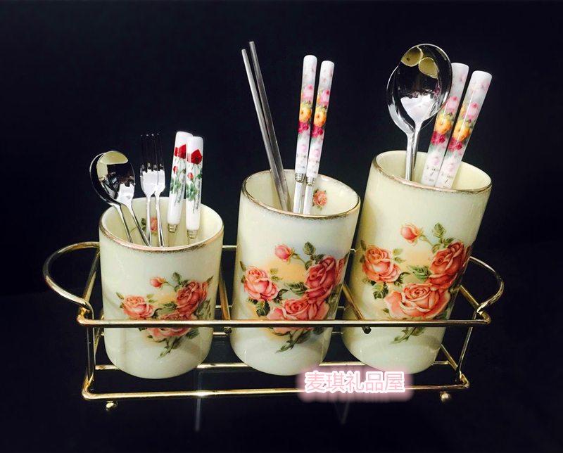 包邮 韩国Queen Rose女皇玫瑰陶瓷 筷笼筷筒防霉沥水筷子餐具架在类目 餐饮具, 餐具, 瓶/罐中 - 来自Buy2taobao.com提供专业的淘宝代购服务