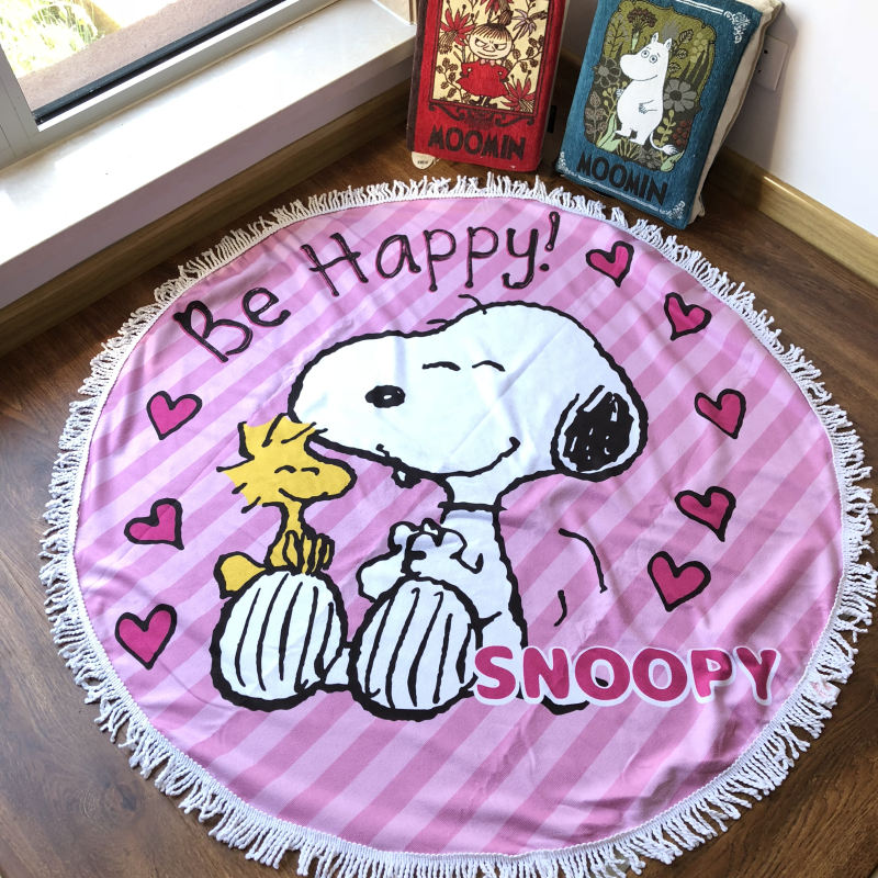 Towel blanket Exit Japan Pink Snoopy pure cotton Bath towel Beach towel multi-function diameter 1.2 ricein the Bedclothes , Leisure blanket/Woolen blanket/Carpet category - from Buy2taobao.com to provide professional Taobao agent buy service
