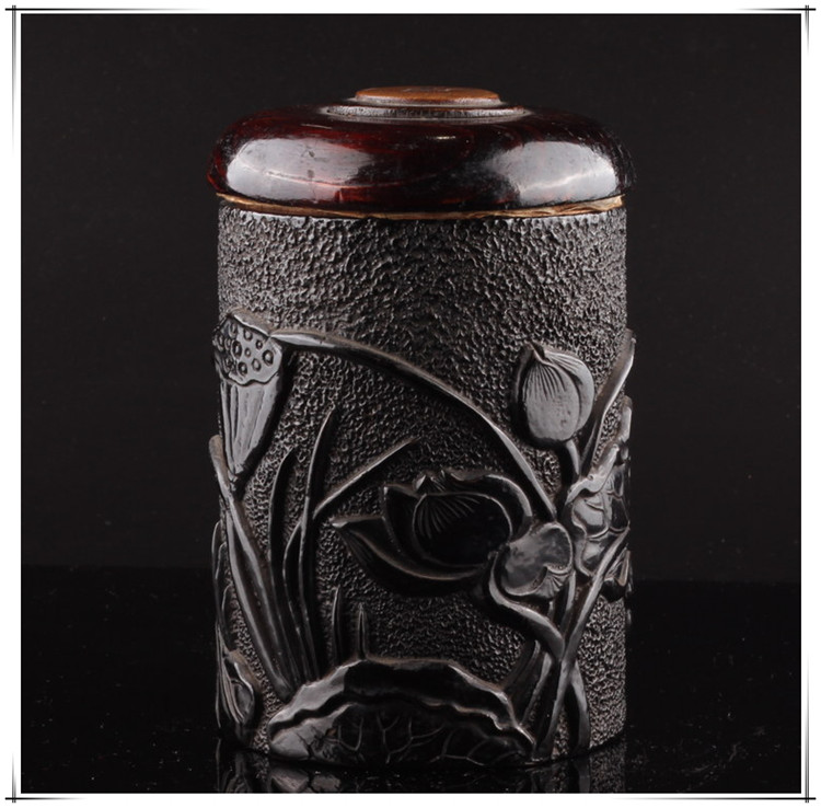 (Showa era)Qing Wood carving Lacquer ware Tea pot Storage tank three-dimensional Including pulp perfect Inscribein the Tableware , Tea set , Tea/With zero category - from Buy2taobao.com to provide professional Taobao agent buy service
