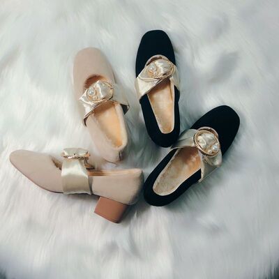 网红高跟鞋粗跟仙女珍珠鞋外穿单鞋2019冬款晚晚鞋搭裙子的棉鞋女