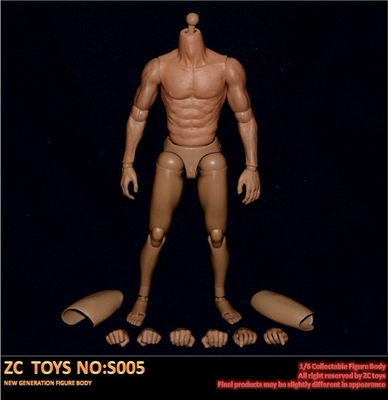 1/6兵人素体包胶肌肉素体zctoys素体s005窄肩男素体亚洲包胶素体