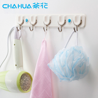 茶花挂钩强力粘钩厨房浴室门后无痕强承重墙壁挂衣钩免打孔排钩