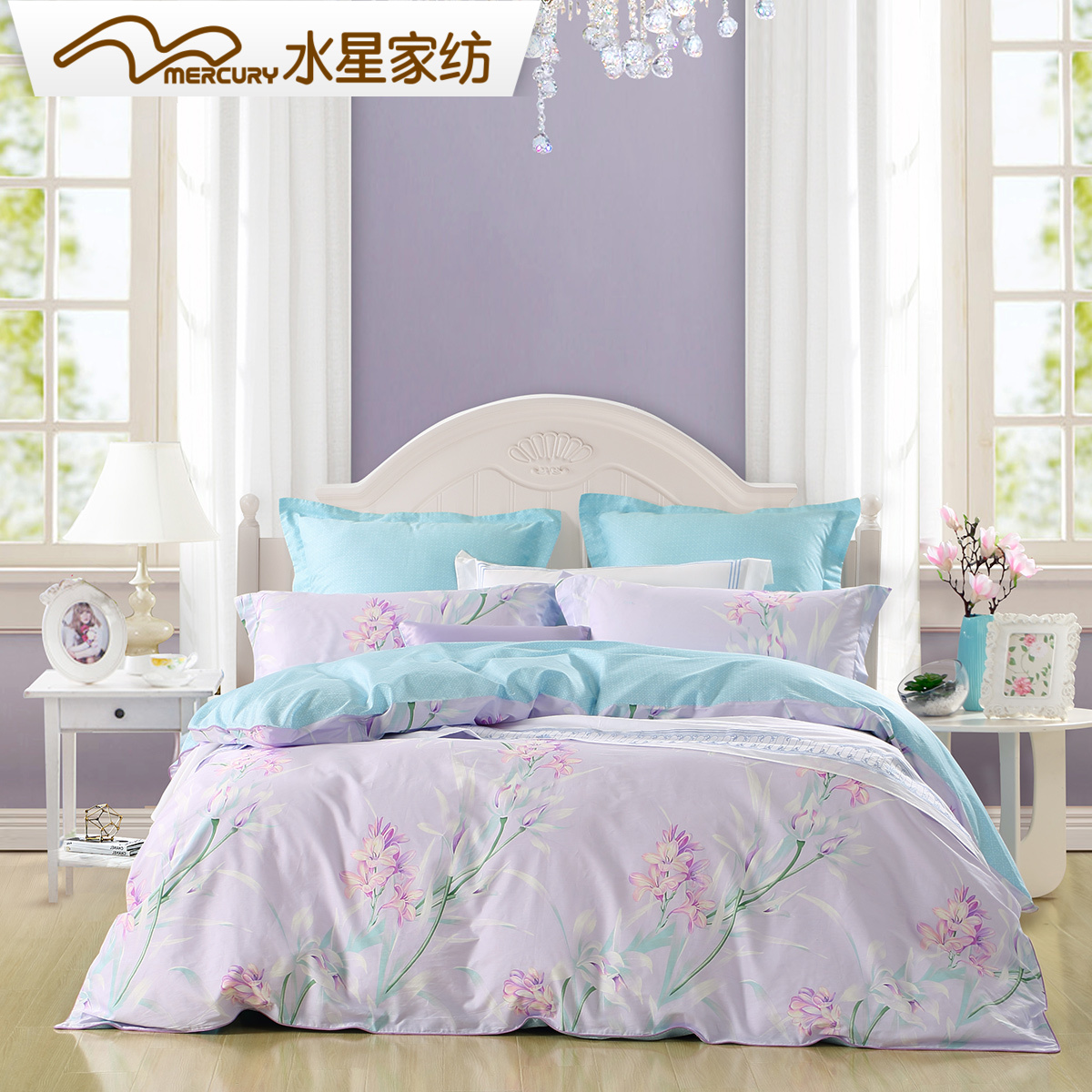 Mercury textile The bed Four piece suit Cotton pure cotton Kit 1.8m Double Yue Lai Garden sheet Quilt coverin the Bedclothes , Quilt category - from Buy2taobao.com to provide professional Taobao agent buy service