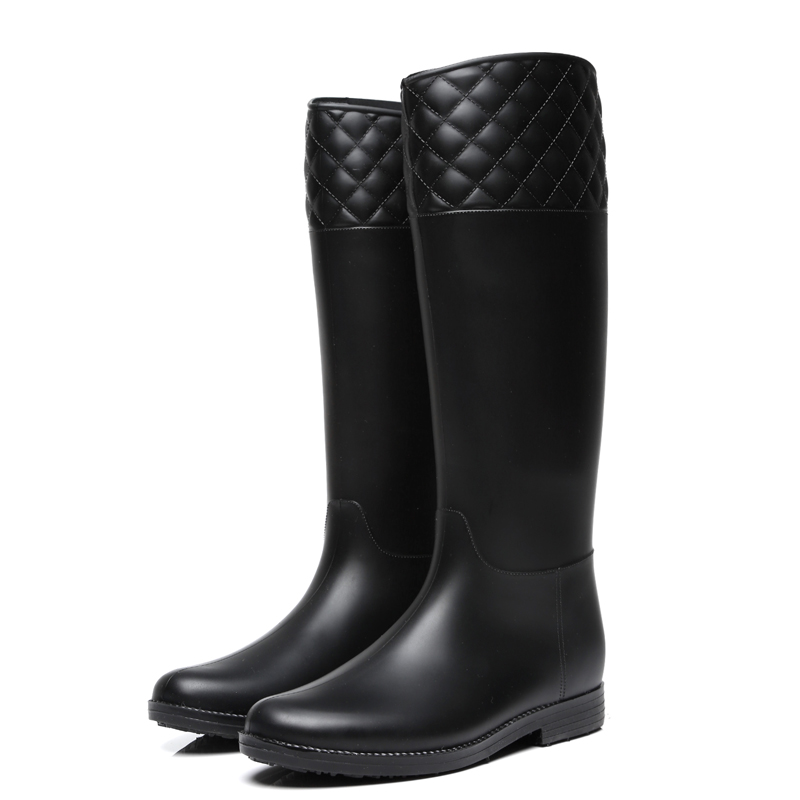 new pattern High cylinder Diamond lattice Rain shoes lady long and tube-shaped Flat heel Show thin Gaobang Boots fashion Overshoesin the Women's Shoes, Rain Boots category - from Buy2taobao.com to provide professional Taobao agent buy service