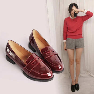 2018春季新款单鞋女百搭平底圆头低跟英伦风乐福工作鞋原宿学生