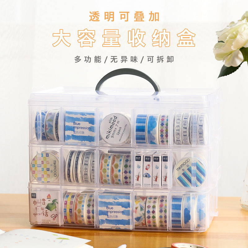 包邮 创意多功能手提和纸胶带手账文具桌面收纳箱多层透明塑料盒在类目 收纳整理, 家庭收纳用具, 储物箱, 收纳箱中 - 来自Buy2taobao.com提供专业的淘宝代购服务