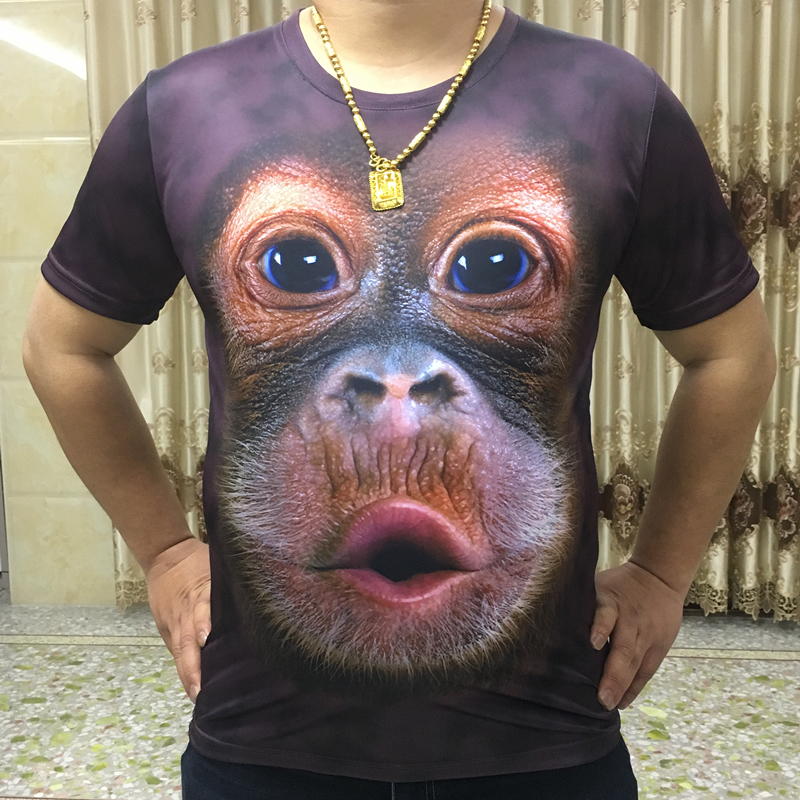 搞笑大猩猩短袖男夏季个性恶搞3D动物猴子短t恤大码衣服半截袖衫在类目 男装, T恤中 - 来自Buy2taobao.com提供专业的淘宝代购服务