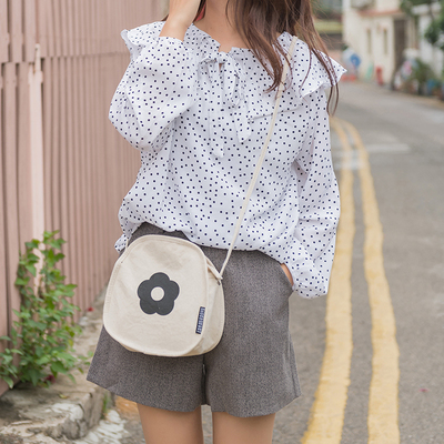 梵花不语文艺清新帆布包女印花学生单肩小包拉链纯色百搭斜挎布袋