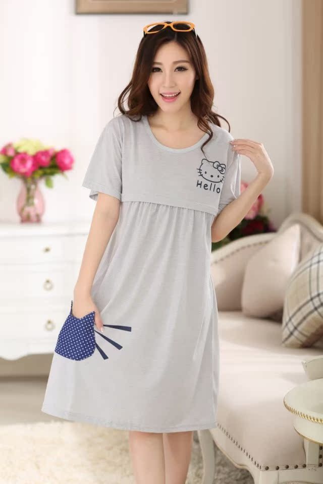 夏季女短袖哺乳睡衣孕妇睡裙外出月子服哺乳衣长袖喂奶衣孕妇睡裙在类目 孕妇装/孕产妇用品/营养, 家居服/哺乳装/秋衣裤, 家居裙中 - 来自Buy2taobao.com提供专业的淘宝代购服务