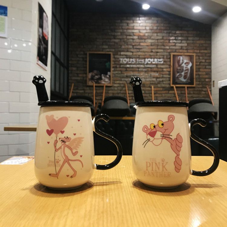 Catlike Couple Cups a pair household ceramics Mug With cover straw Simplicity coffee milk Water cupin the Tableware , Cup/Cups/Kettle , Mug category - from Buy2taobao.com to provide professional Taobao agent buy service