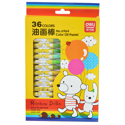 得力6964油画棒36色包邮幼儿蜡笔儿童蜡笔美术绘画用品学生涂鸦笔