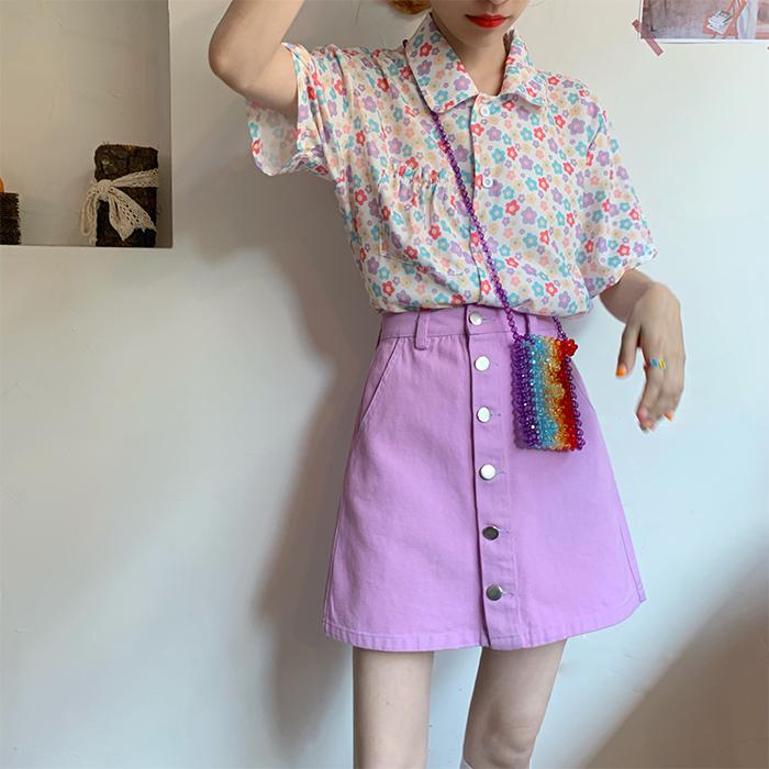 鬼马少女单排扣百搭半身裙 2019年夏季A型A字裙棉18-24周岁通勤在类目 女装/女士精品, 半身裙中 - 来自Buy2taobao.com提供专业的淘宝代购服务