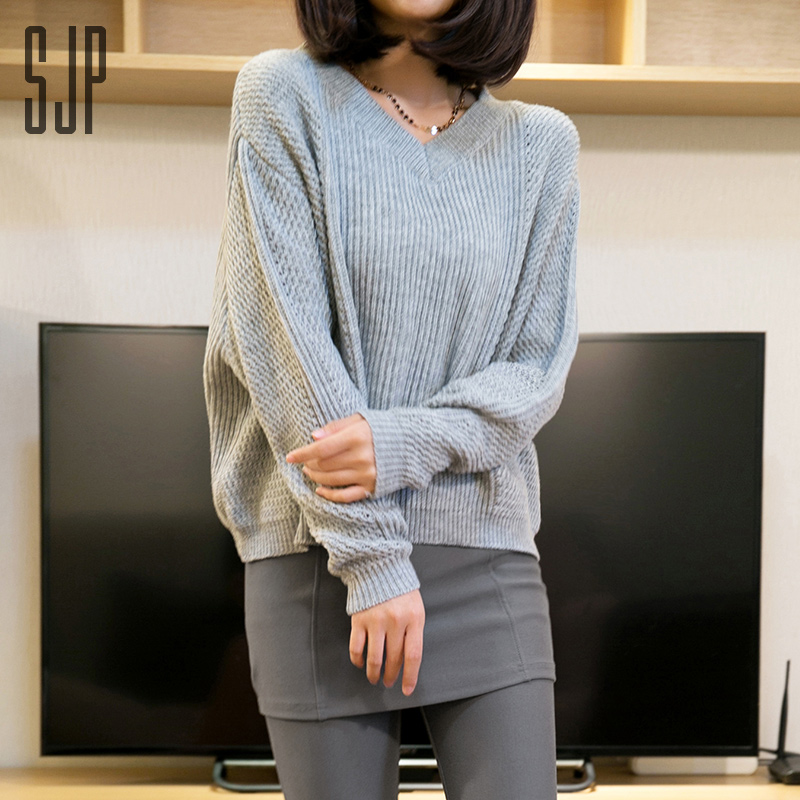 2018新款秋冬季V领宽松毛衣女短款套头休闲粗毛线针织衫长袖在类目 女装/女士精品, 毛衣中 - 来自Buy2taobao.com提供专业的淘宝代购服务