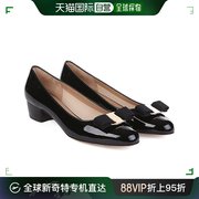 香港直邮ferragamo菲拉格，慕女鞋漆皮，蝴蝶结中跟鞋0575969np-c