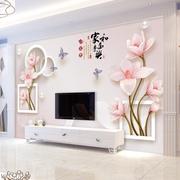 2024新中式客厅电视背景墙壁纸定制壁画家和立体大气影视墙纸壁布