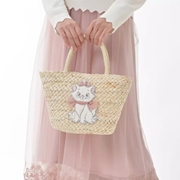 日本东京迪士尼玛丽猫编织包夏季(包夏季)手机包草编(包草编)可爱沙滩包