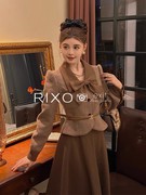 RIXO EXIT法式小香风高级感气质西装短外套半身裙两件套装女秋冬