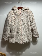 d维b拉粉色，豹纹加厚连帽甜美气质可爱保暖短外套110-130尺码