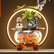 陶瓷自动循环流水摆件配件灯圈玻璃，小鱼缸客厅办公室桌面送礼饰品