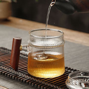 玻璃泡茶杯木把玻璃杯茶水分离过滤茶壶带把手家用耐热透明水杯子