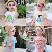 男童夏装男宝宝文字卡通短袖，t恤1-2-3-4-5岁儿童，纯棉短袖上衣t恤