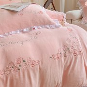 轻奢双面加厚牛奶珊瑚绒床上四y件套加绒保暖被套法兰绒公主风床